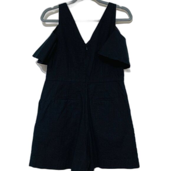 Anthropologie Elevenses black cold shoulder romper deep V neck size 0 bohemian - Picture 2 of 12